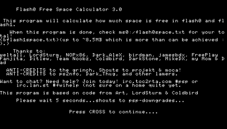 Flash0/1 Free Space Calculator