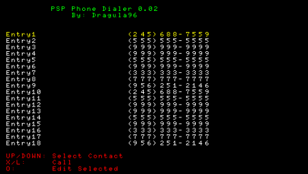 PSP phone dialer