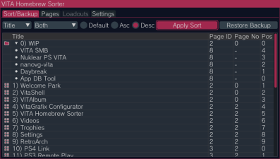 Vita Homebrew Sorter